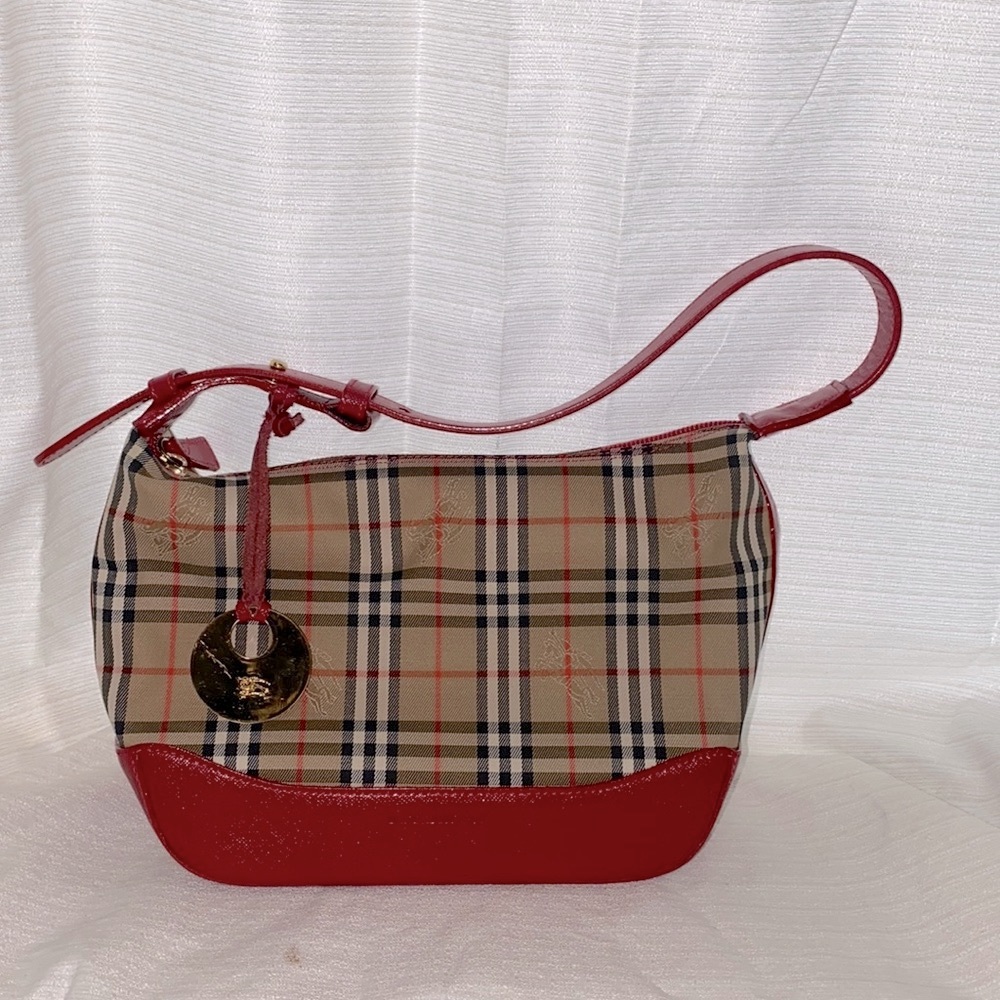 Burberry Shoulder Bag in Haymarket
Check Canvas and Leather Trim